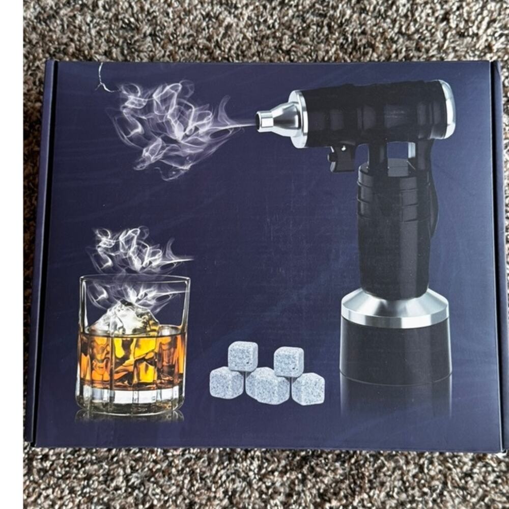 Rechargeable Cocktail Smoker Kit w/ Torch Wood Chips & Whiskey Stones Set